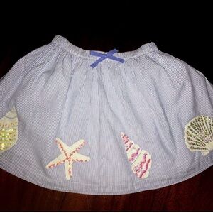 Mini Boden Blue Striped Skirt with Seashell Accents